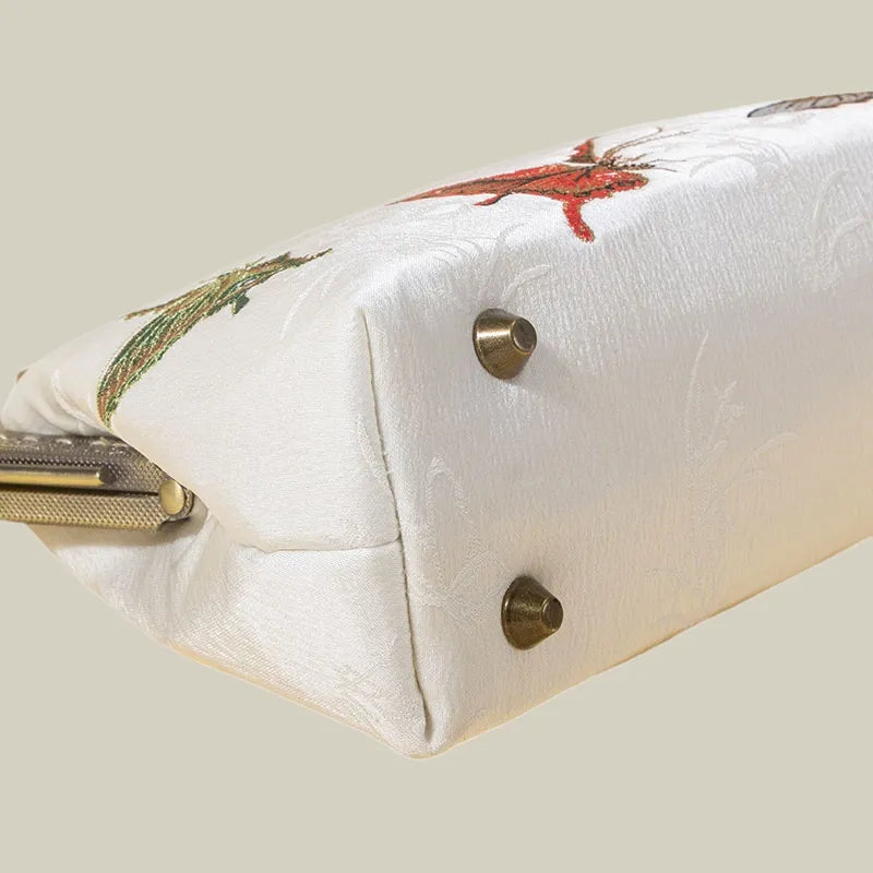 Vintage Butterfly Embroidered Handbag with Metal Kiss-Lock