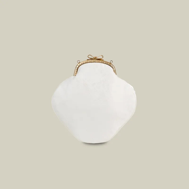 Persimmon Embroidered Pearl Chain Kiss-Lock Crossbody Bag