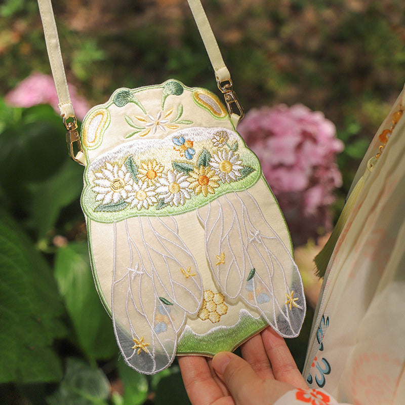 Cute Bee Embroidered Crossbody Phone Bag