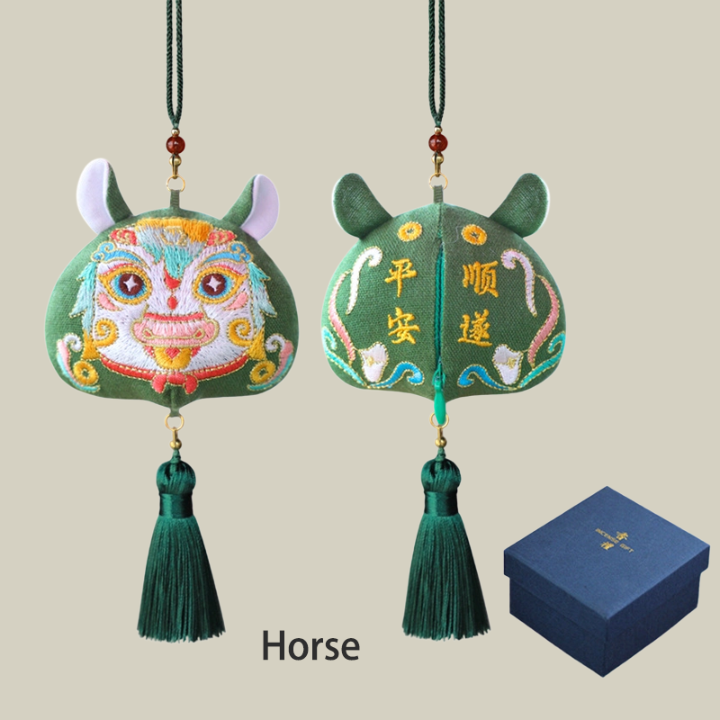 Handmade Embroidered Animal Spirit Sachet – 12 Designs for Good Luck