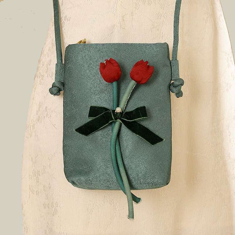 Nature Inspiration Embroidered Crossbody Phone Bag