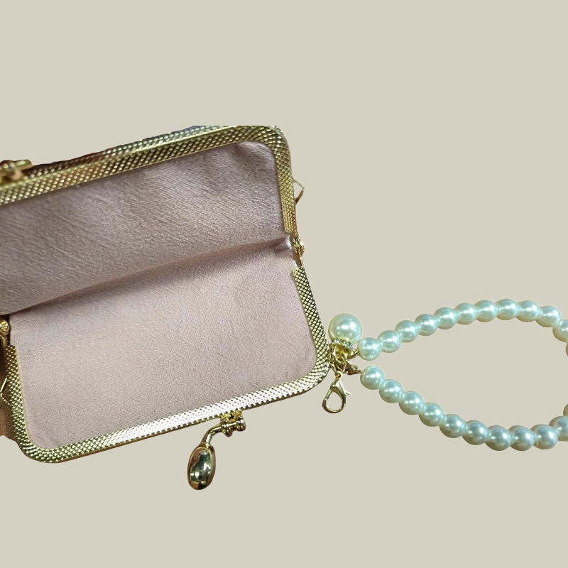Lipstick/Earphone Handmade Storage Box With Pearl Hand Chain