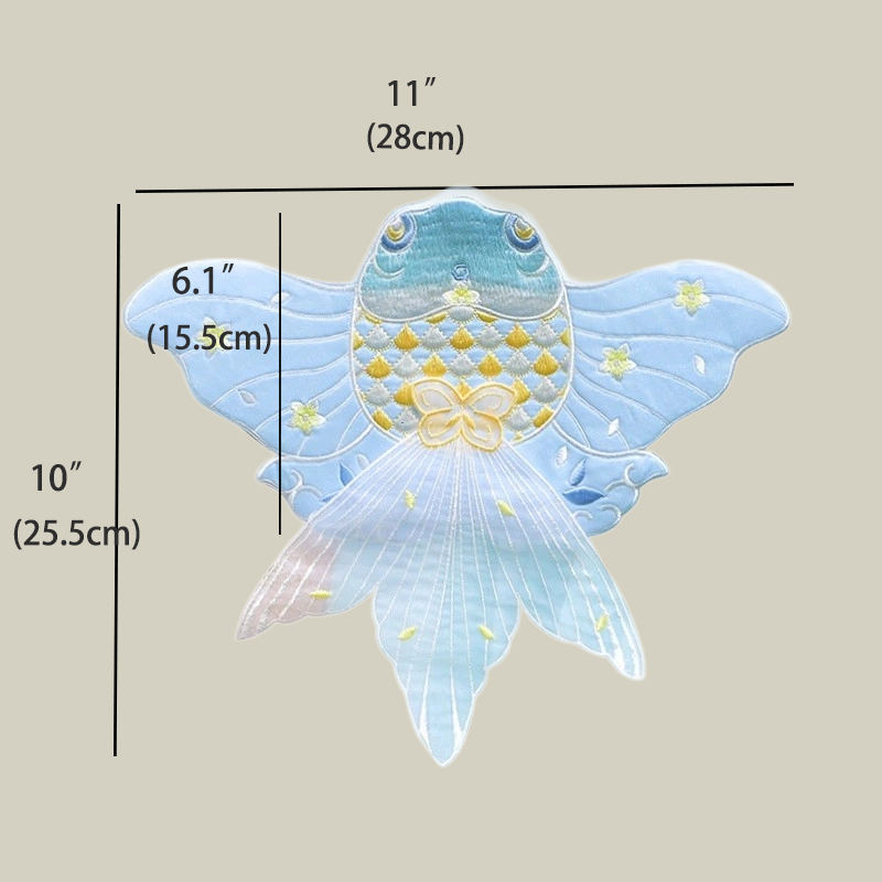 Goldfish Embroidered Crossbody Bag with Pearl Chain