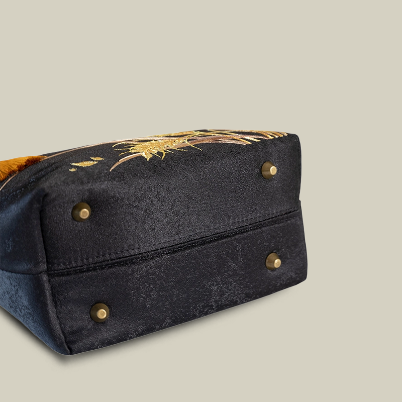 Golden Wheat Embroidered Tote Bag with Tassel