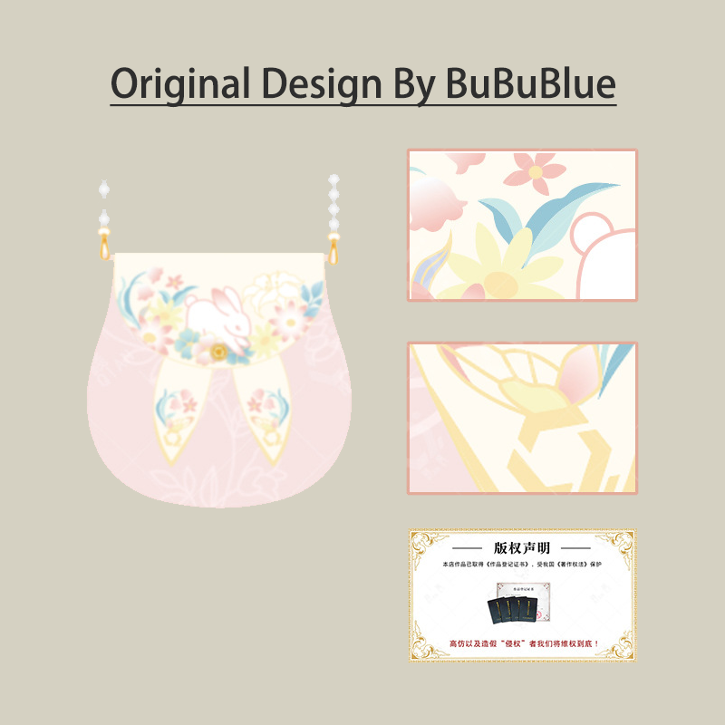 Cute Bunny Embroidered Crossbody Bag with Pearl Chain