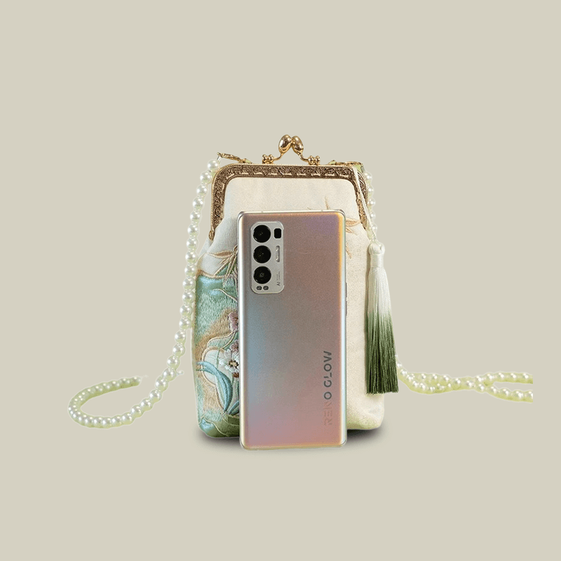 Orchid Whisper Embroidered Mini Crossbody Bag with Pearl Handle