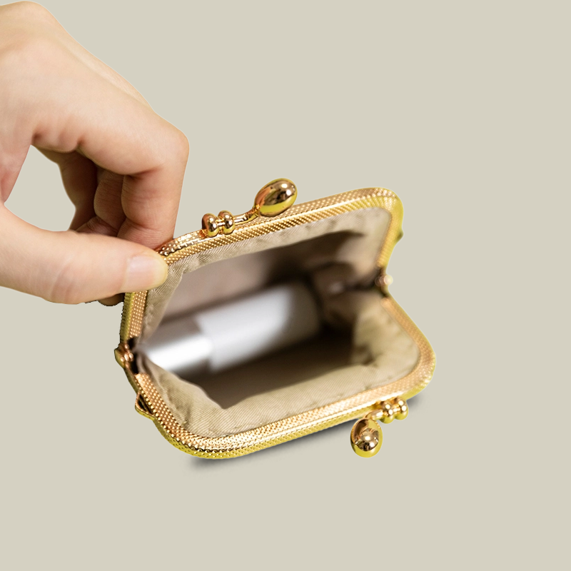 Ginkgo Embroidered Mini Kiss-Lock Purse with Pearl Chain