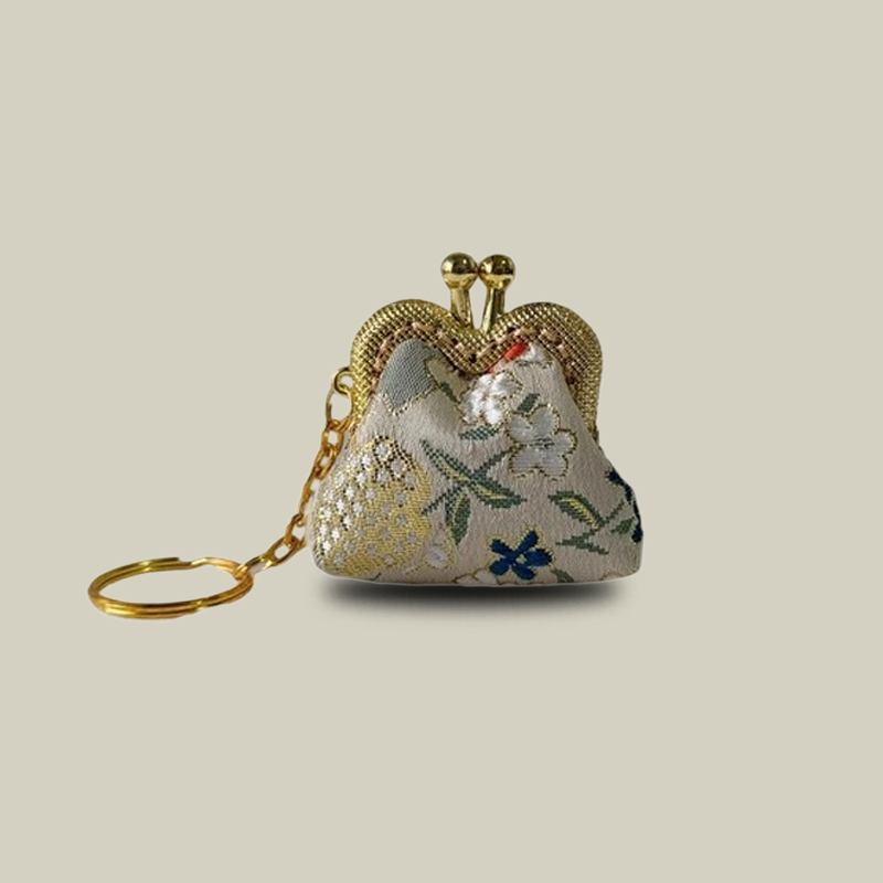 Cute Pomegranate Flowers Mini Coin Purse with Keychain Charm