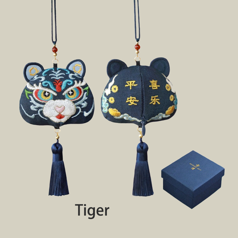 Handmade Embroidered Animal Spirit Sachet – 12 Designs for Good Luck