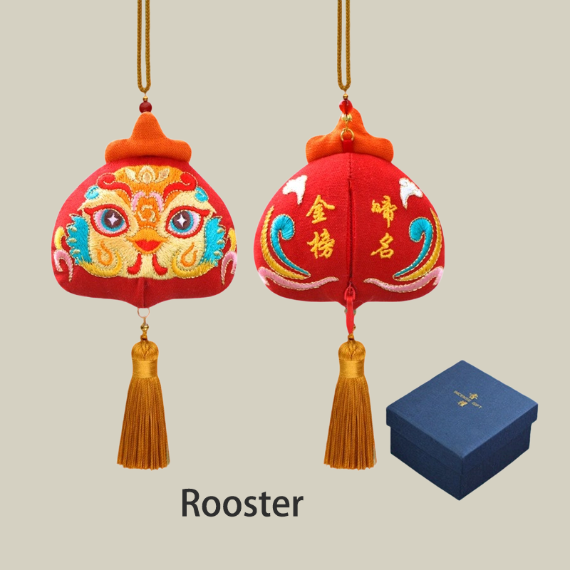 Handmade Embroidered Animal Spirit Sachet – 12 Designs for Good Luck
