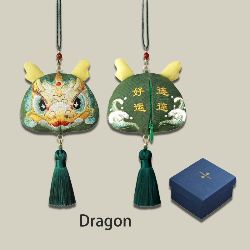 Handmade Embroidered Animal Spirit Sachet – 12 Designs for Good Luck