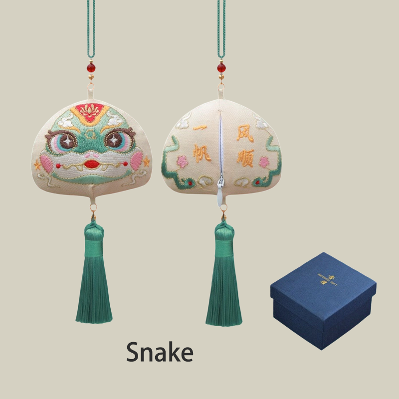 Handmade Embroidered Animal Spirit Sachet – 12 Designs for Good Luck