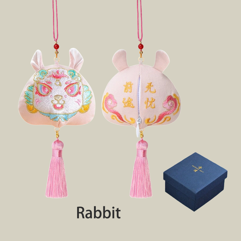 Handmade Embroidered Animal Spirit Sachet – 12 Designs for Good Luck