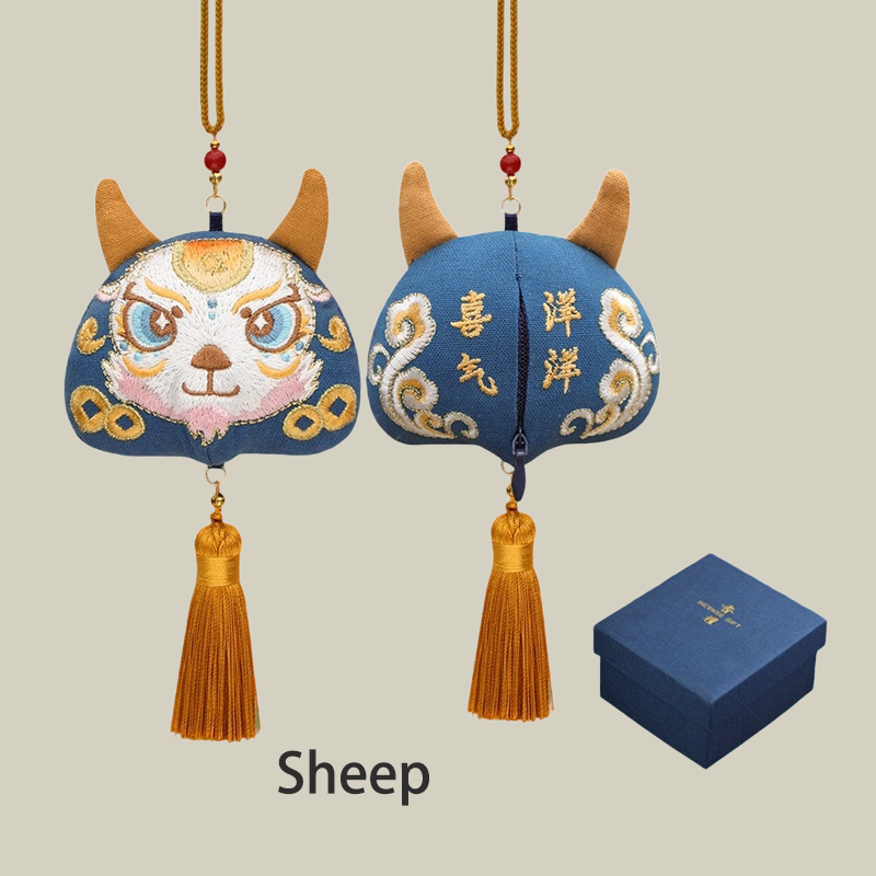 Handmade Embroidered Animal Spirit Sachet – 12 Designs for Good Luck