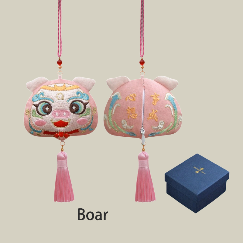 Handmade Embroidered Animal Spirit Sachet – 12 Designs for Good Luck