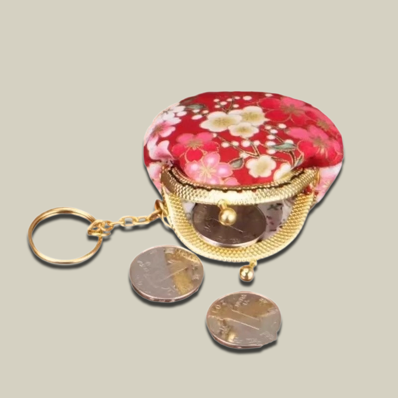 Pomegranate Mini Jewelry Pouch with Keychain Charm