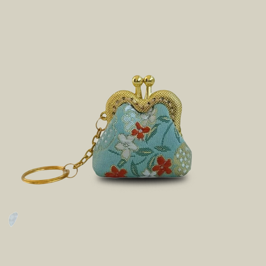Cute Pomegranate Flowers Mini Coin Purse with Keychain Charm