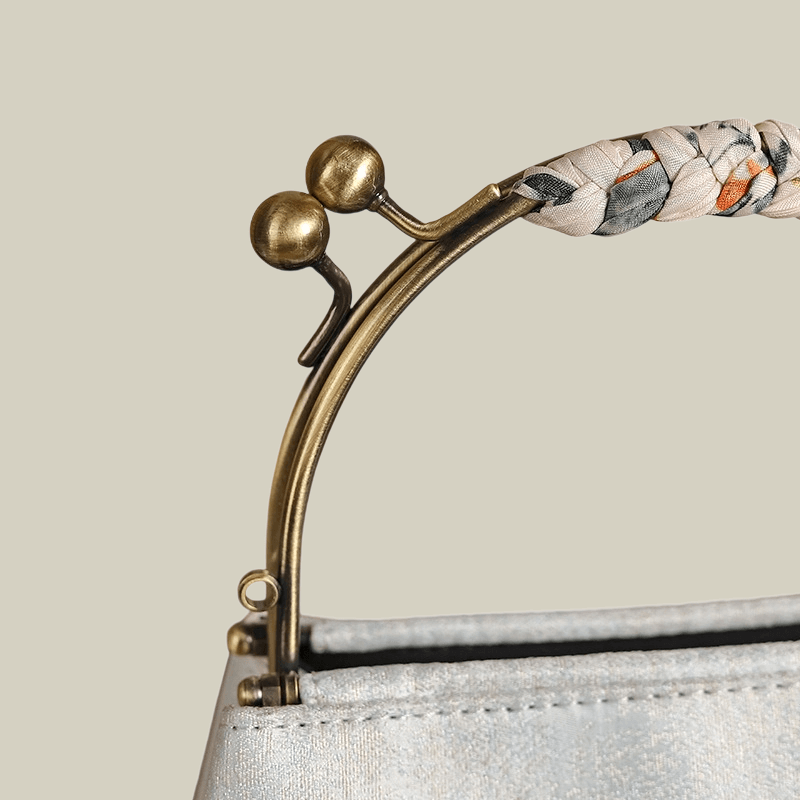 Kiss-Lock Embroidered Bird & Blossom Handbag with Silk Scarf