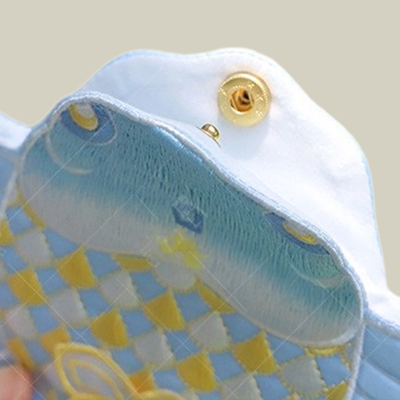 Goldfish Embroidered Crossbody Bag with Pearl Chain