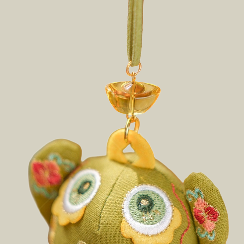 Lucky Green Frog Embroidered Sachet Pendant
