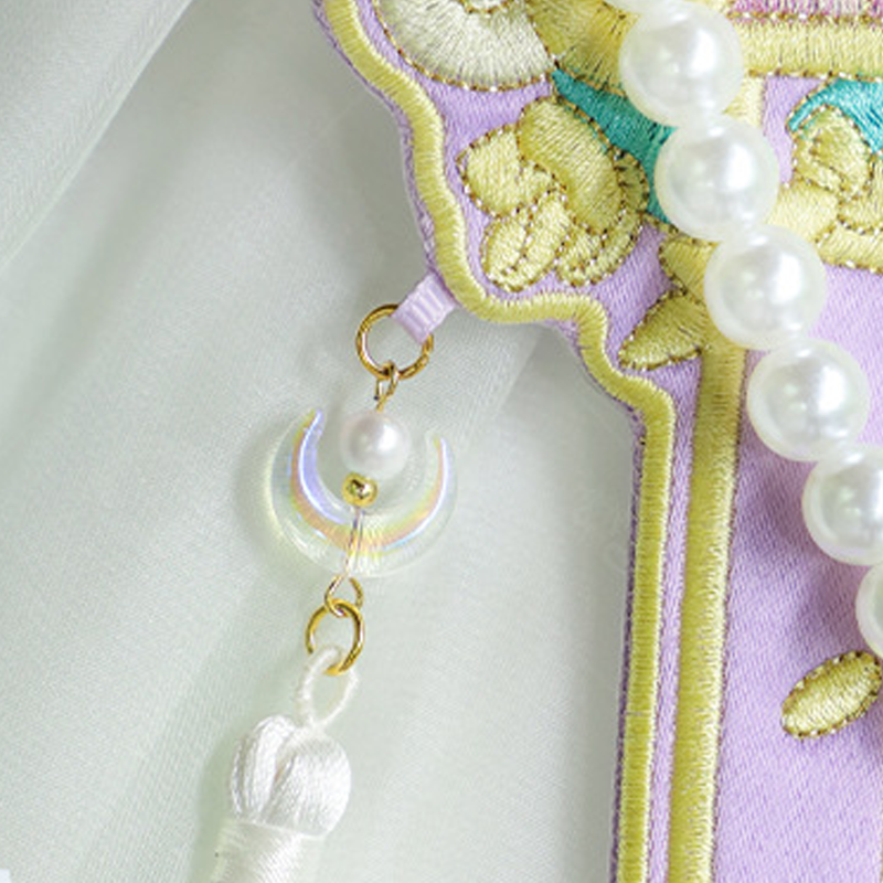 Moon Rabbit Embroidered Crossbody Bag with Pearl Handle
