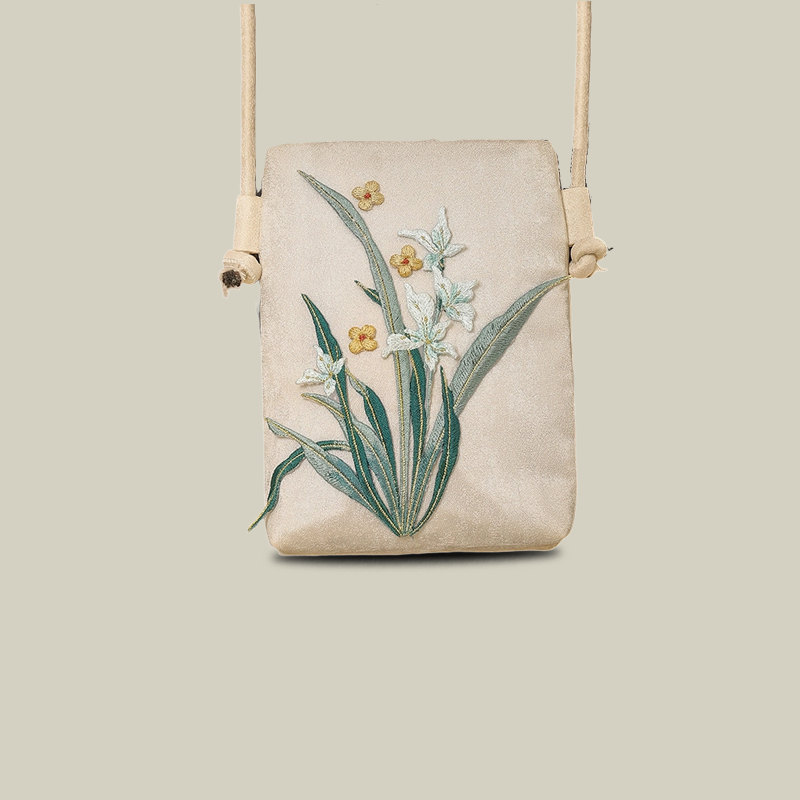 Nature Inspiration Embroidered Crossbody Phone Bag