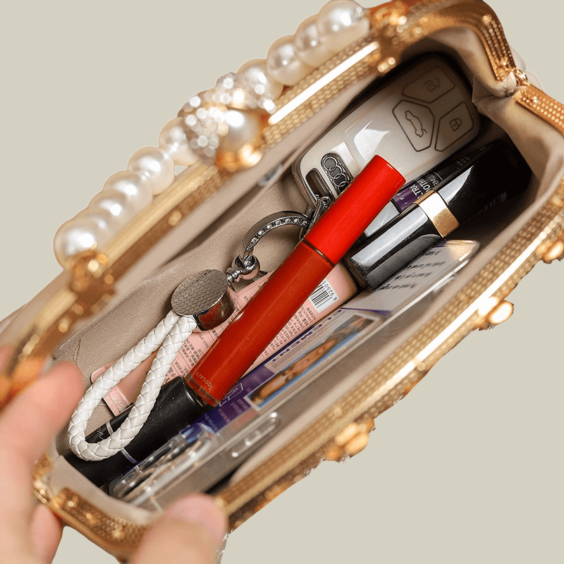 Lily Embroidered Handbag with Pearl Handle