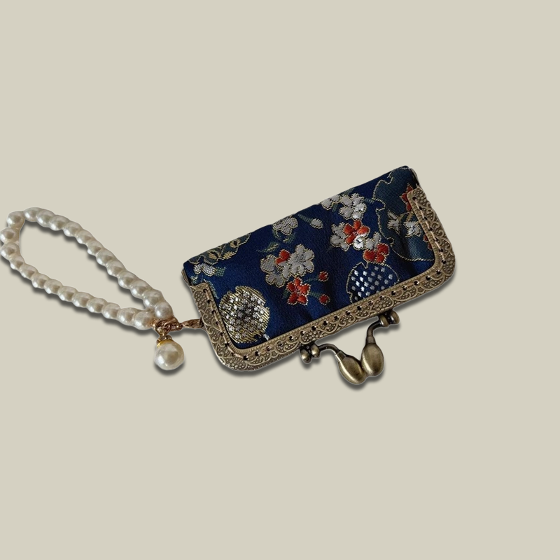 Lipstick/Earphone Handmade Storage Box With Pearl Hand Chain