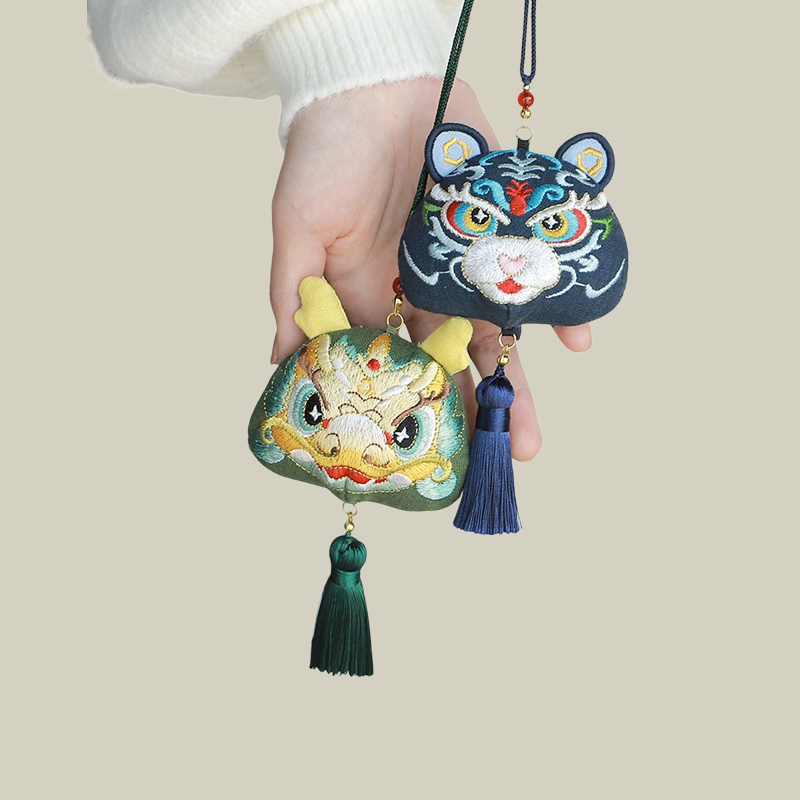 Handmade Embroidered Animal Spirit Sachet – 12 Designs for Good Luck