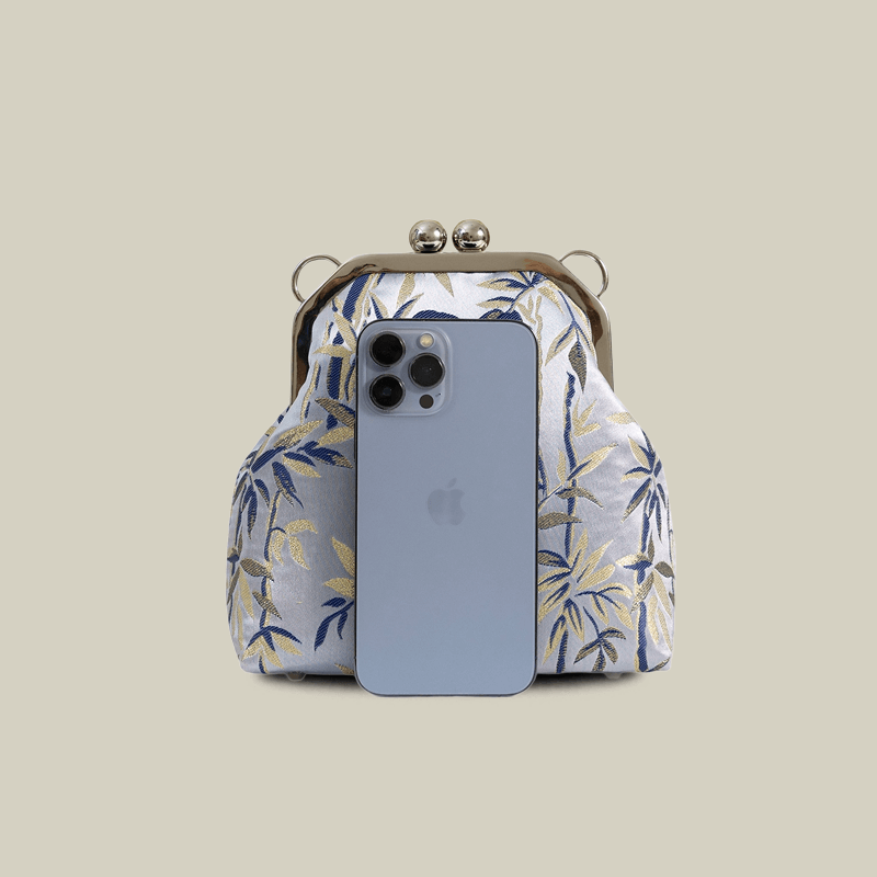 Cute Panda Embroidery Blue Crossbody Mobile Phone Bags