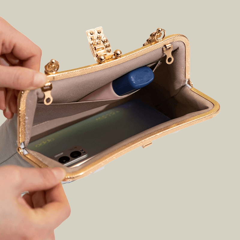 Orchid Embroidered Pearl Handle Handbag with Metal Lock