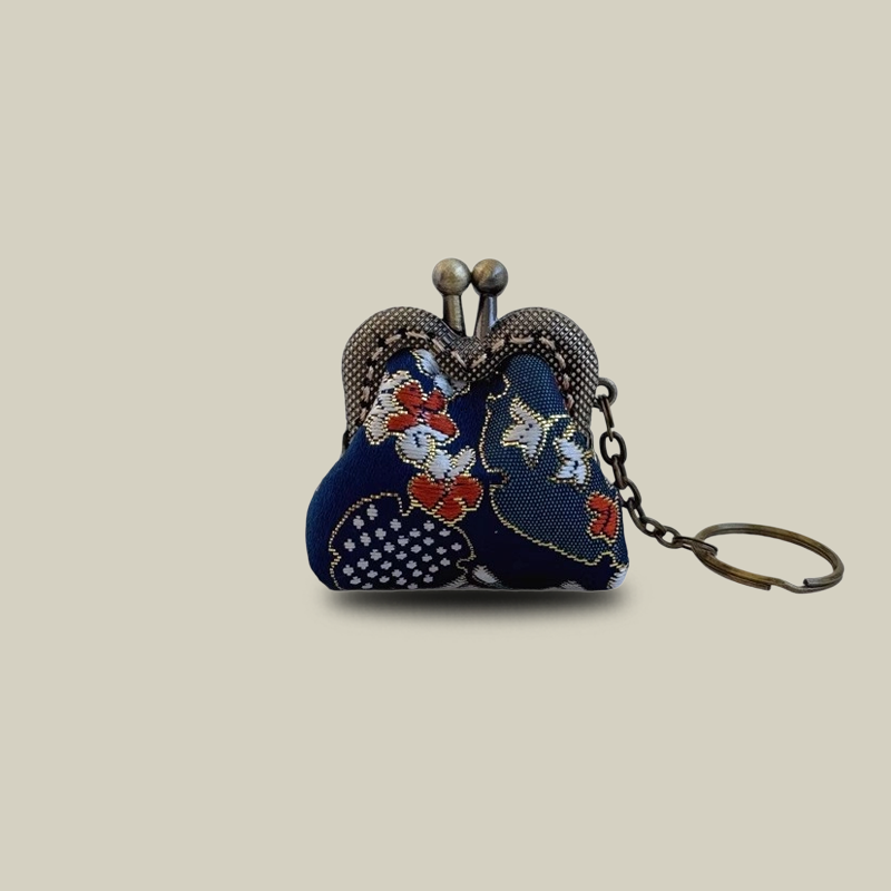 Cute Pomegranate Flowers Mini Coin Purse with Keychain Charm