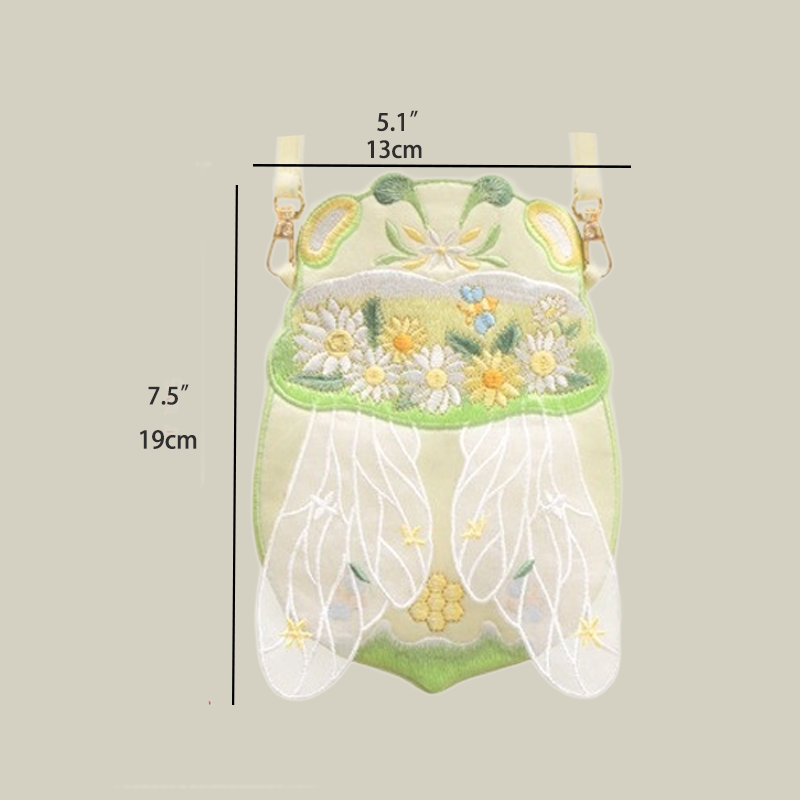 Cute Bee Embroidered Crossbody Phone Bag