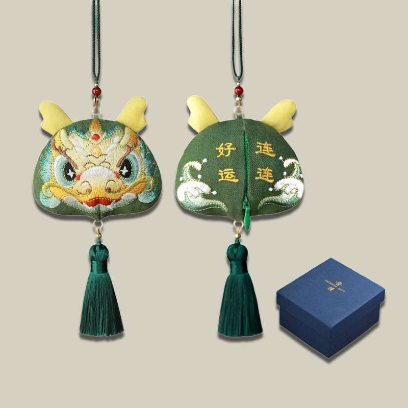 Handmade Embroidered Animal Spirit Sachet – 12 Designs for Good Luck