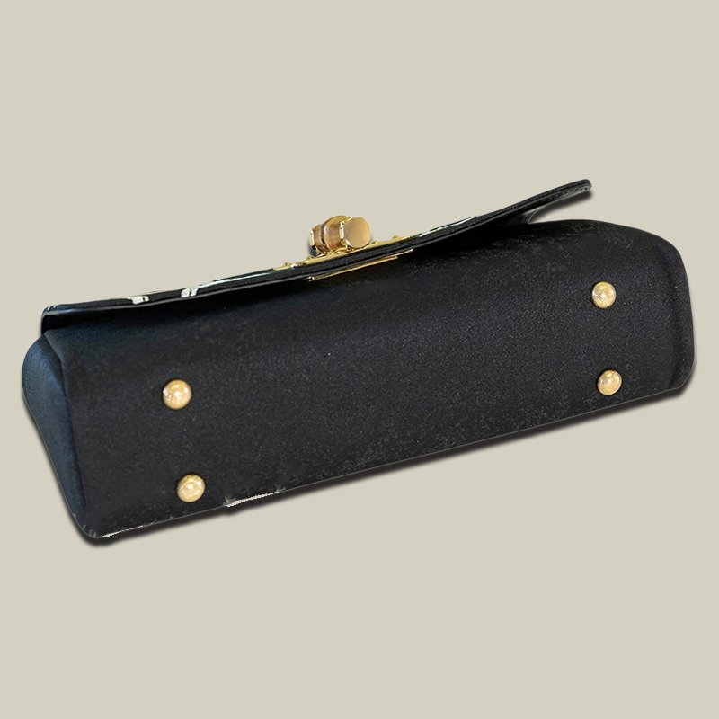 Magnolia Embroidered Boston Bag with Crossbody Chain