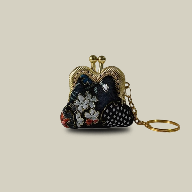 Cute Pomegranate Flowers Mini Coin Purse with Keychain Charm
