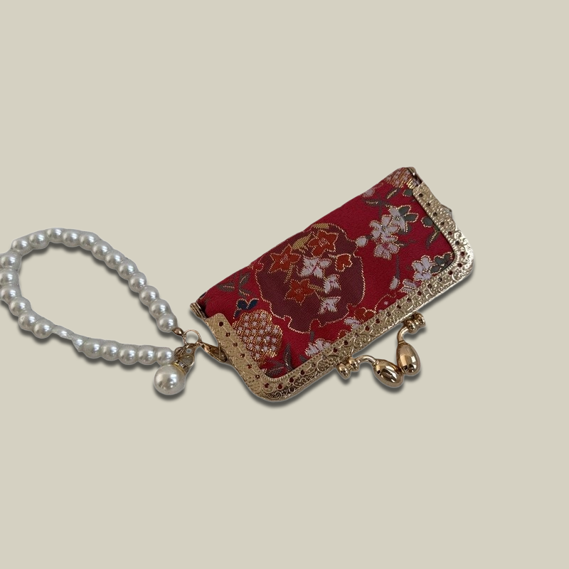 Lipstick/Earphone Handmade Storage Box With Pearl Hand Chain