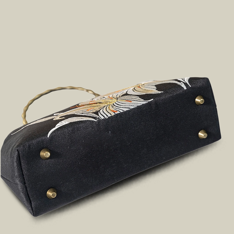 Lily Embroidered Handbag with Pearl Tassel