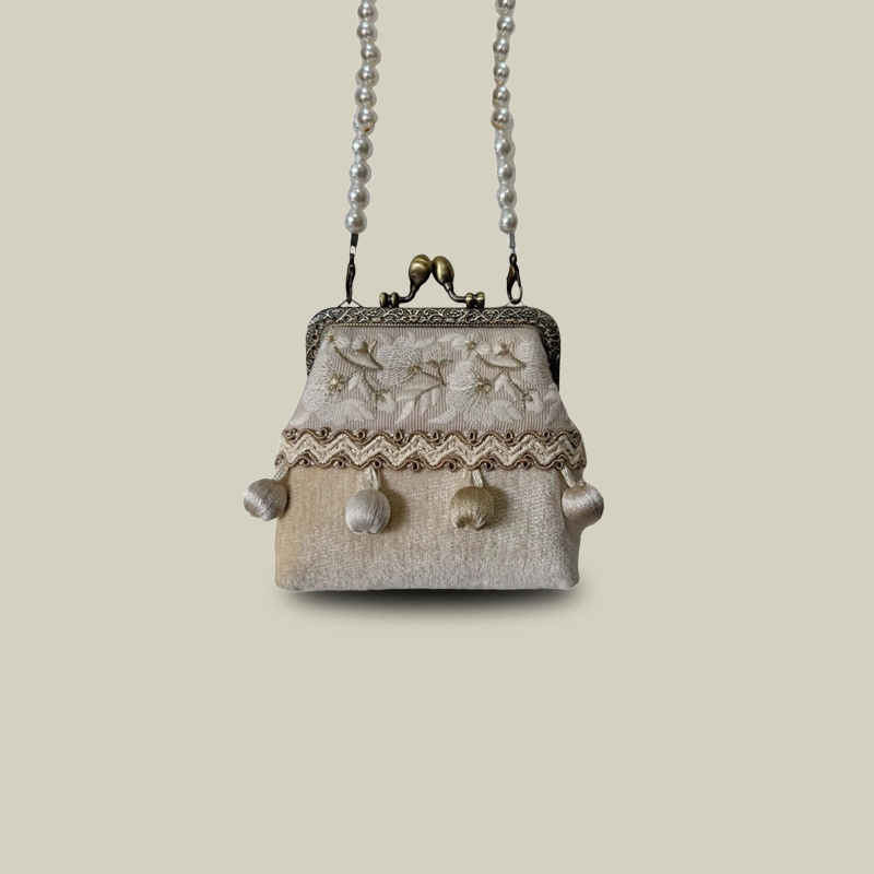 Boho Patchwork Tassel Crossbody Coin Purse with Kiss Lock