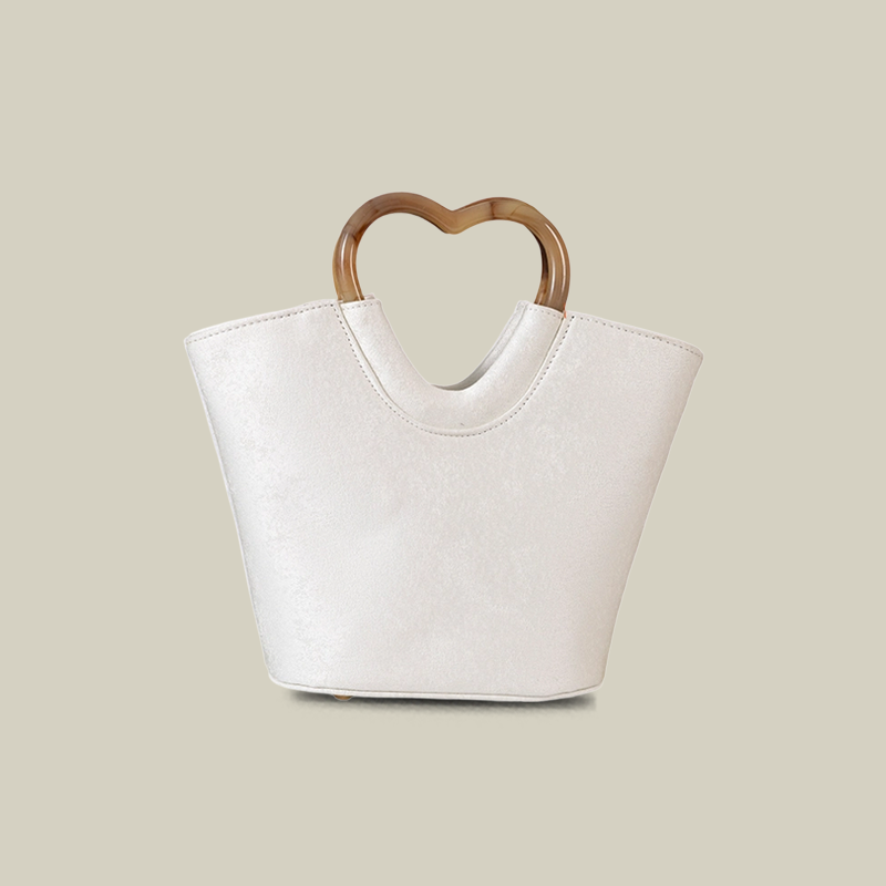 Lily Embroidered Tote Bag with Heart Handle