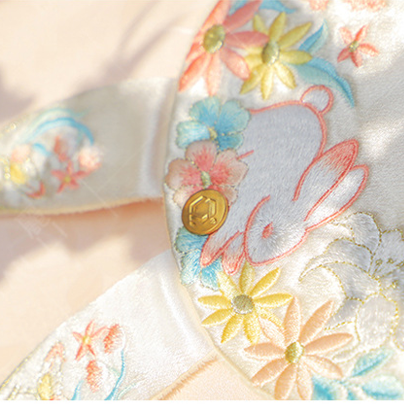 Cute Bunny Embroidered Crossbody Bag with Pearl Chain