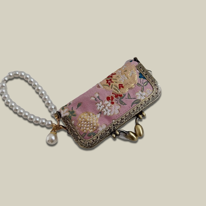 Lipstick/Earphone Handmade Storage Box With Pearl Hand Chain