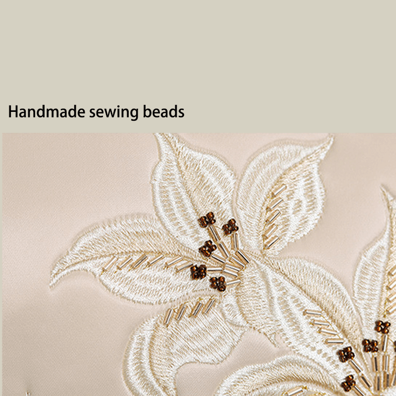 Lily Embroidered Handbag with Pearl Handle