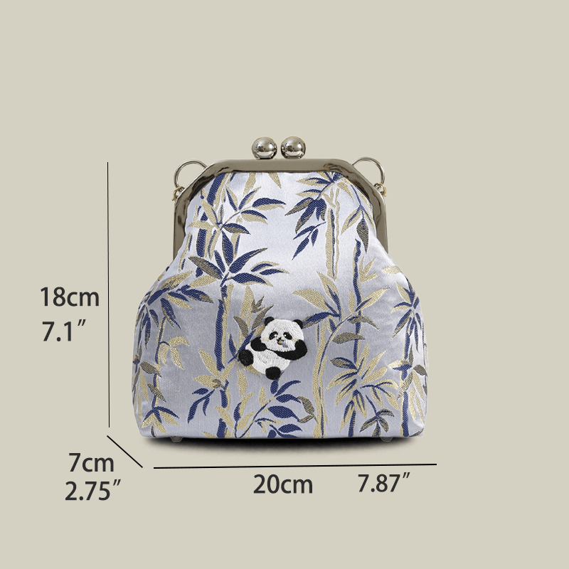 Cute Panda Embroidery Blue Crossbody Mobile Phone Bags