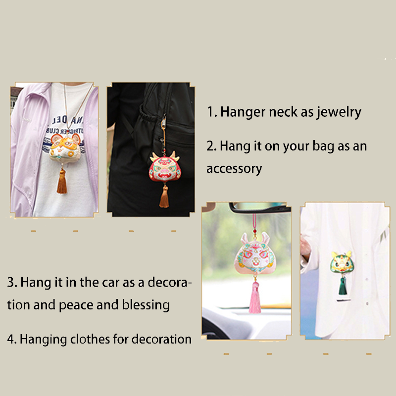 Handmade Embroidered Animal Spirit Sachet – 12 Designs for Good Luck