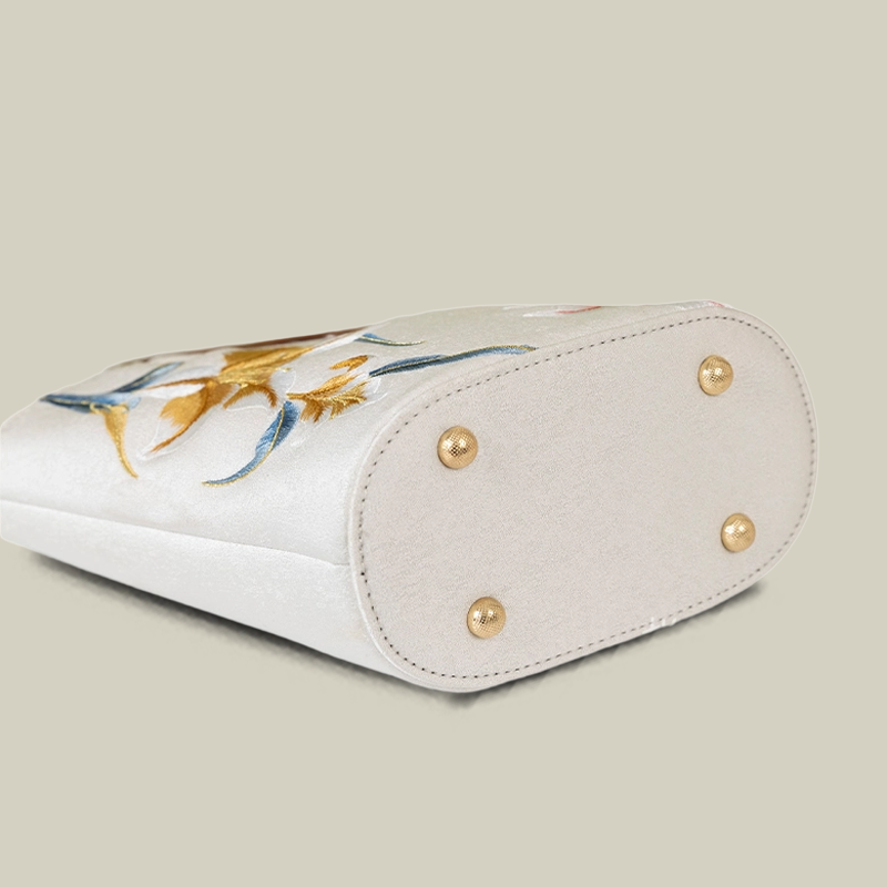 Lily Embroidered Tote Bag with Heart Handle