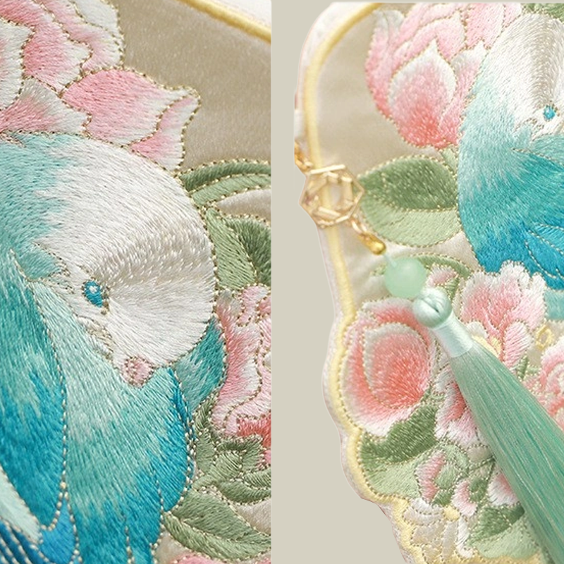 Cute Crossbody Mobile Phone Bag With Flower And Bird Embroidery