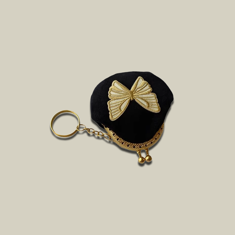 Butterfly Grace Mini Jewelry Pouch with Keychain Charm