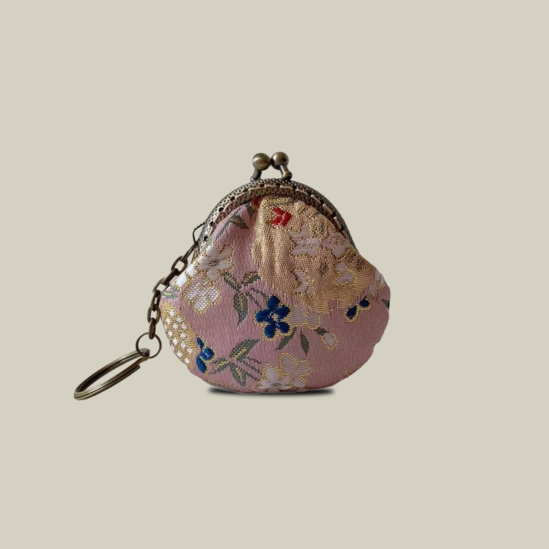 Pomegranate Mini Jewelry Pouch with Keychain Charm