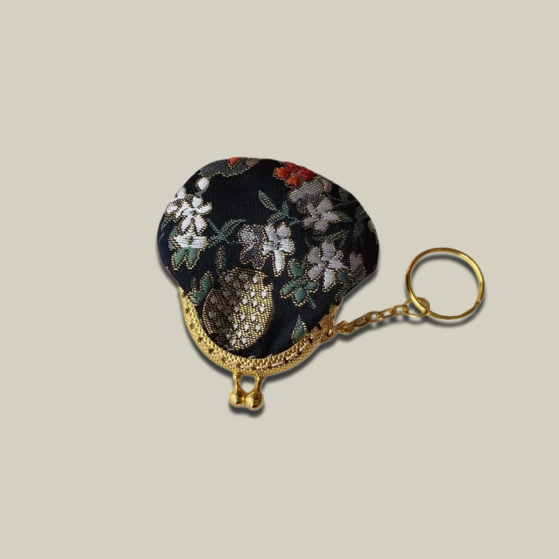 Pomegranate Mini Jewelry Pouch with Keychain Charm